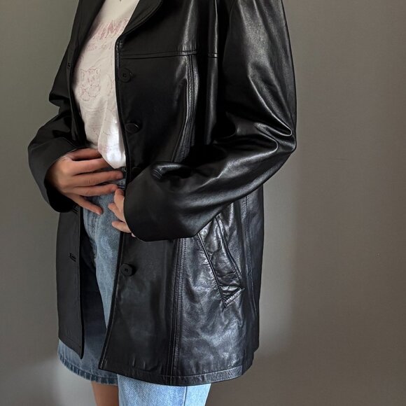 Best Ink Black Vintage Leather Jacket - Picture 2 of 16
